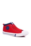 Trampki Męskie Cross Jeans Wysokie Materiałowe Czerwone DD1R4059
