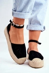Espadryle Damskie Na Platformie Lniane Czarne Palermo