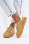 Skórzane Zamszowe Sneakersy Damskie Na Platformie Żółte Artelle