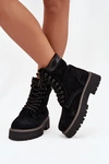 Zamszowe Botki Workery Damskie Sznurowane Big Star SS274791 Czarne