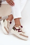 Sneakersy Damskie Na Platformie Ze Złotymi Wstawkami Beżowe Zalvra 