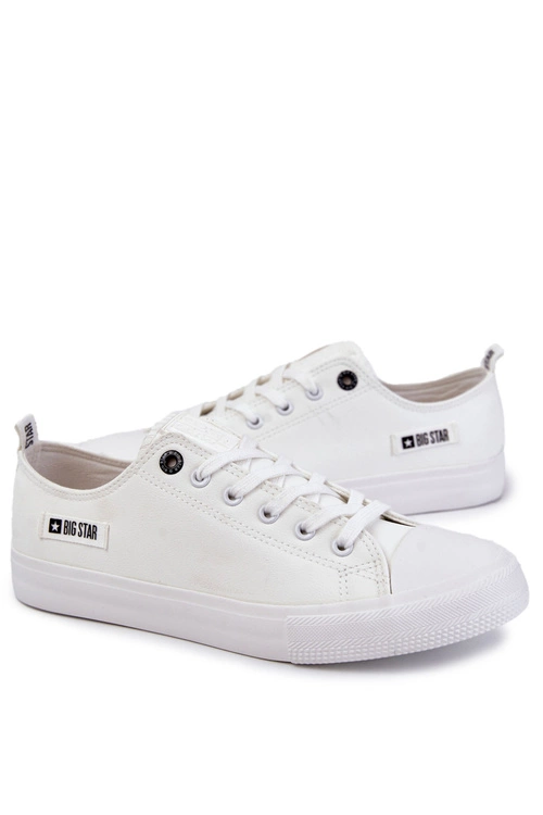 Męskie Niskie Skórzane Trampki Big Star KK174008 Białe