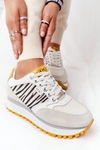 Skórzane Sportowe Buty Na Platformie GOE HH2N4001 Biało-Żółte