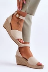 Skórzane Sandały Na Koturnie Comfort Shoe Beżowe Verola