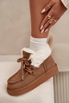 Śniegowce Damskie Z Naturalnego Zamszu D.Franklin DFSH375006 Camel