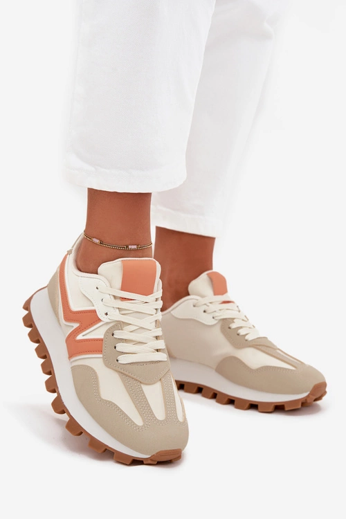 Sneakersy Buty Sportowe Damskie Beżowe Kalelia