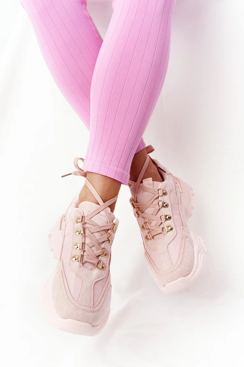 Damskie Sneakersy Na Dużej Podeszwie Różowe Good Mood