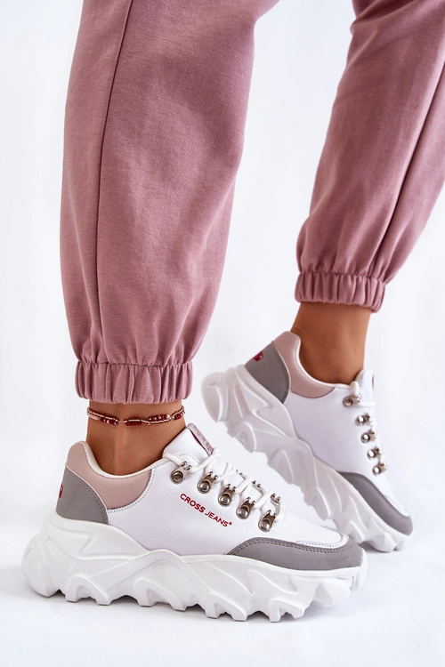 Damskie Sneakersy Na Platformie Cross Jeans KK2R4071C Białe