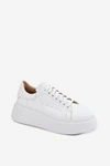 Skórzane Sneakersy Damskie Na Platformie Zazoo N408S2 Białe