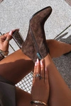 Skórzane Zamszowe Botki Damskie Na Słupku Ocieplane Czekoladowe Zivella