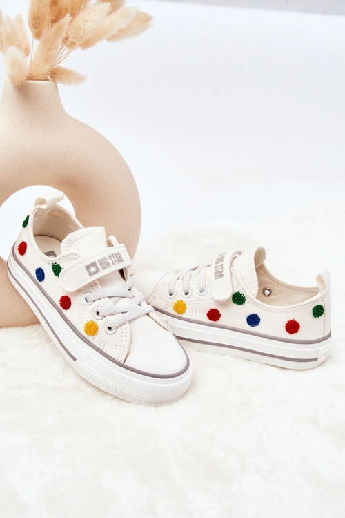 Dziecięce Trampki Na Rzep BIG STAR JJ374053 Białe
