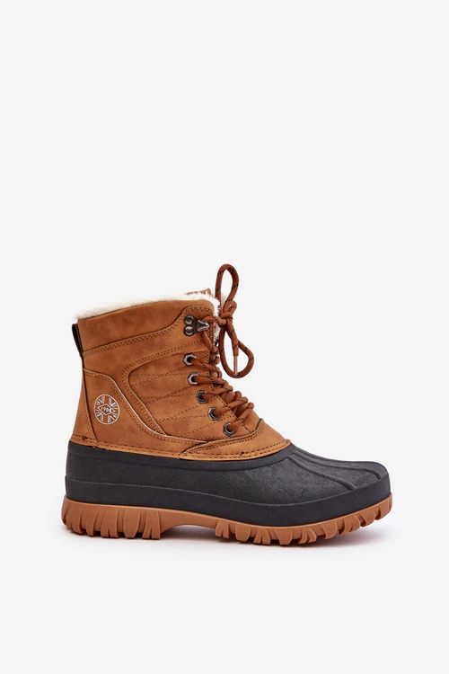 Śniegowce Damskie Sznurowane Z Futerkiem Lee Cooper LCJ-24-44-2869 Camel