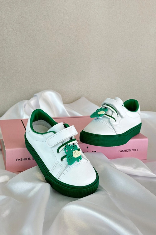 Dziecięce Sneakersy Trampki Z Przypinką Biało-Zielone Pennyn