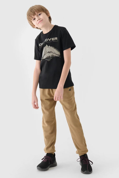 Koszulka T-Shirt Z Nadrukiem Dla Chłopca 4F 4FJWAW24TTSHM1553-20S Czarna
