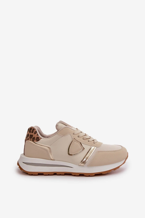 Sneakersy Damskie Z Eko Skóry Beżowe Velaniela