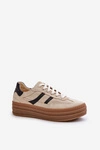 Zazoo N1176 Zamszowe Sneakersy Na Platformie Beżowe