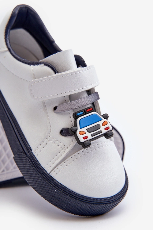 Dziecięce Sneakersy Trampki Z Przypinką Biało-Granatowe Pennyn