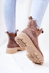 Zamszowe Botki Workery Lewski 3104/P Cappucino