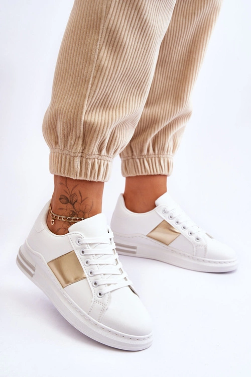 Klasyczne Buty Sportowe Biało-Złote Follow Me