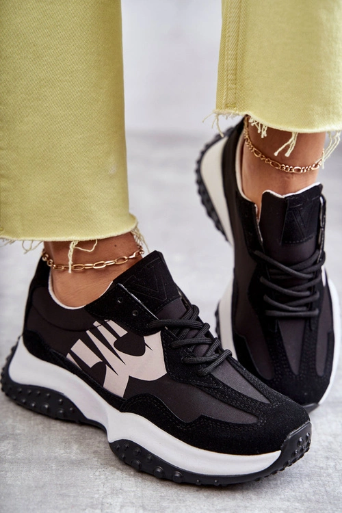 Damskie Buty Sportowe Wiązane Czarne Tolea