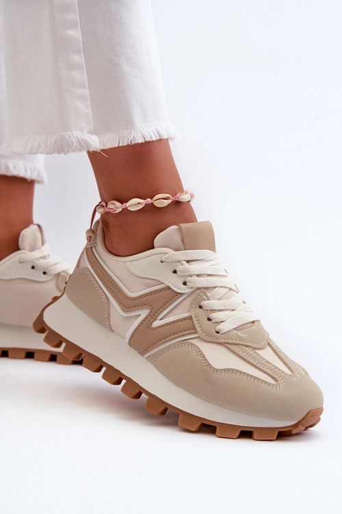 Sneakersy Buty Sportowe Damskie Beżowe Kalelia