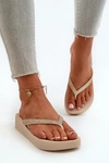 Klapki Japonki Damskie Z Brokatowym Paskiem 83386 Ipanema Mesh Chic Plat Fem Beżowe
