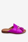 Damskie Zamszowe Klapki Lewski Shoes 3226 Fuksja