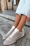 Skórzane Zamszowe Sneakersy Z Przeszyciami Zazoo N1414 Beżowe