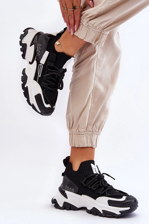 Damskie Sneakersy Skarpetkowe Wsuwane Czarne Keaton