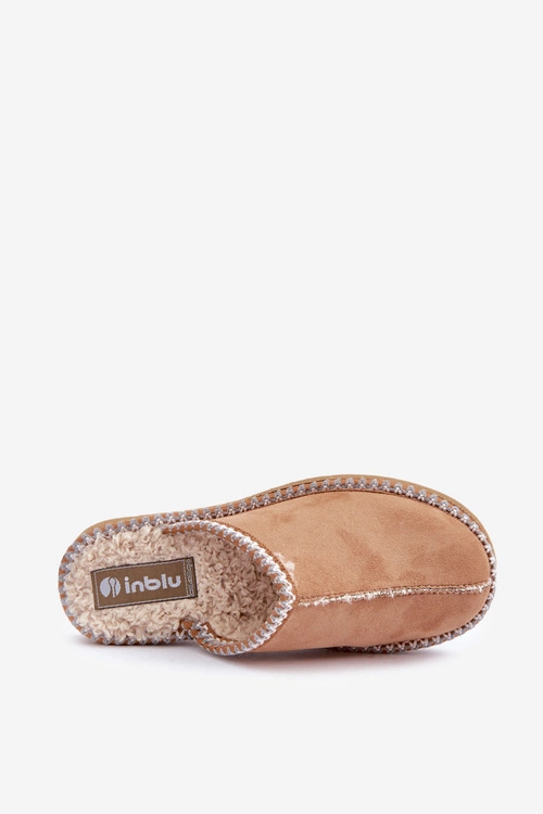 Obuwie Domowe Kapcie Z Haftem Damskie Inblu EY000028 Camel