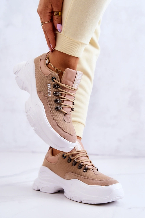 Damskie Sportowe Buty Sneakersy Big Star JJ274A222 Beżowe
