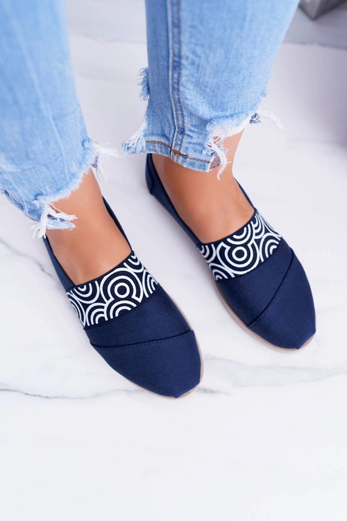Granatowe Materiałowe Tomsy Slip On Circle