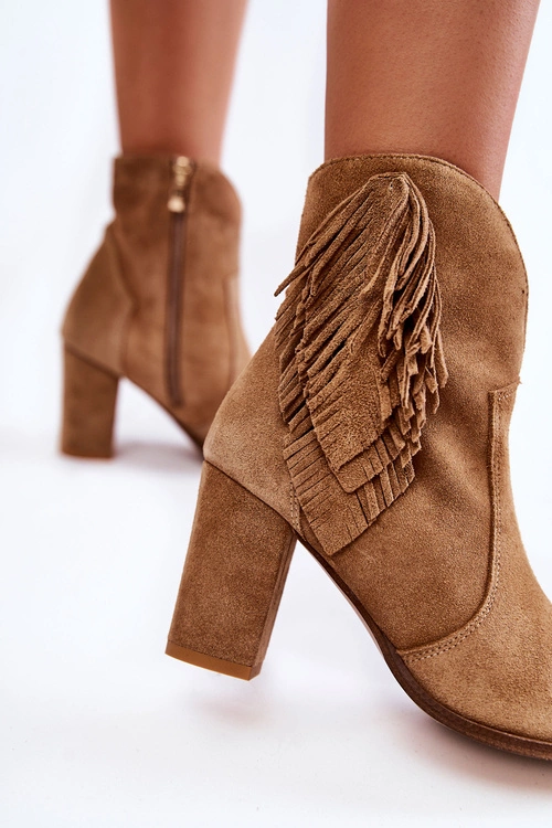 Damskie Zamszowe Botki Lewski Shoes 3093 Beżowe