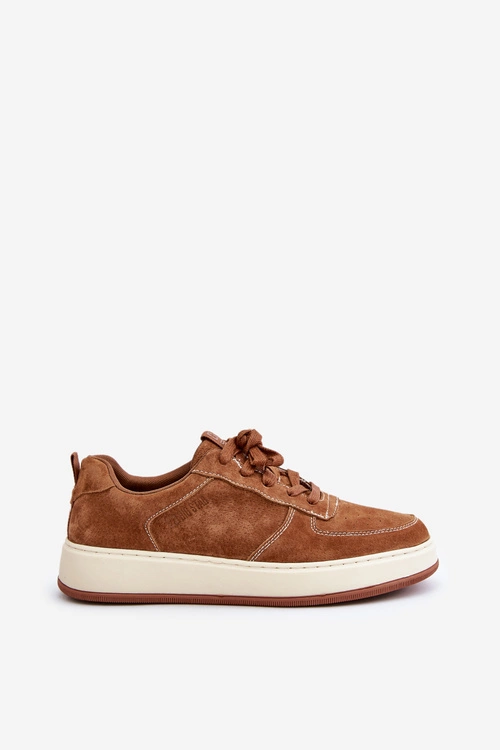 Męskie Sneakersy Na Platformie Zamszowe Big Star OO174014 Brązowe