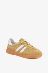Skórzane Zamszowe Sneakersy Damskie Na Platformie Żółte Artelle