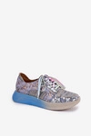 Skórzane Półbuty Sneakersy Damskie Na Platformie Maciejka 06776A-06 Niebieskie