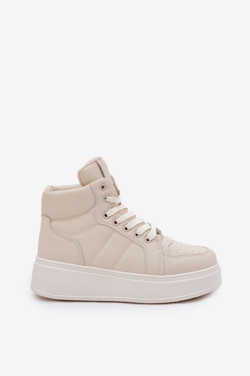 Wysokie Sneakersy Damskie Na Platformie Beżowe Tillive