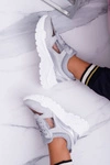 Sportowe Damskie Buty Gruba Podeszwa Transparentne Szare Running