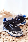 Dziecięce Sportowe Buty Czarno-Niebieskie Linen