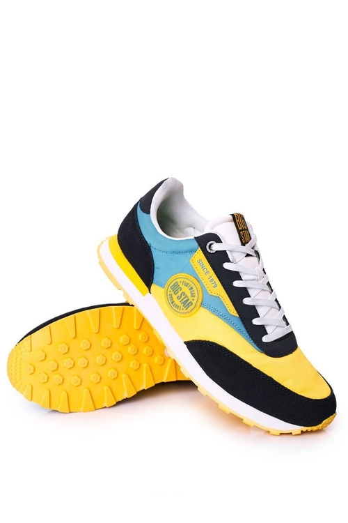 Męskie Sportowe Buty Memory Foam Big Star HH174249 Żółto-Niebieskie