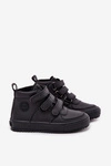 Ocieplane Botki Sneakersy Dziecięce Na Rzepy Big Star SS374070 Czarne
