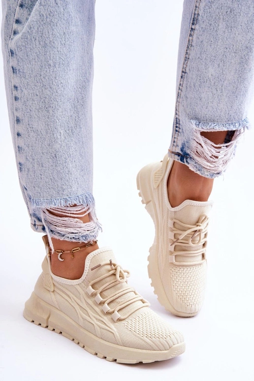 Damskie Wsuwane Buty Sportowe Sneakersy Beżowe Rosett