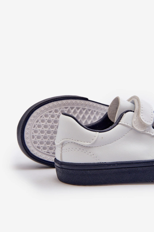 Dziecięce Sneakersy Trampki Z Przypinką Biało-Granatowe Pennyn