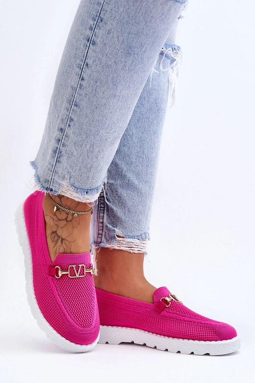Damskie Wsuwane Tenisówki Slip-On Z Ozdobą Fuksja Alena