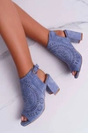 Damskie Sandały Na Słupku Peep Toe Błękitne Florina