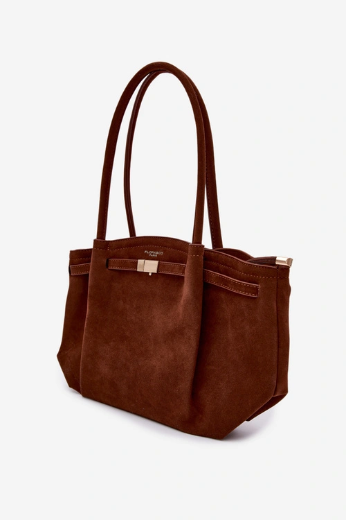 Flora&Co Torebka Typu Shopper Zamszowa Camel Elleea