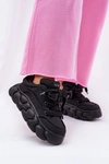 Skórzane Sneakersy Damskie Na Masywnej Platformie GOE RR2N4044 Czarne