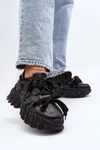 Sneakersy Damskie Na Masywnej Podeszwie Czarne Ellerai