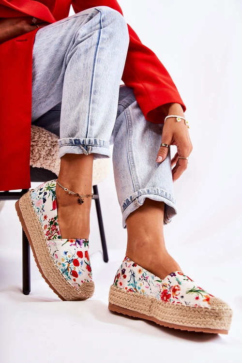 Modne Wsuwane Espadryle W Kwiaty Białe Morice
