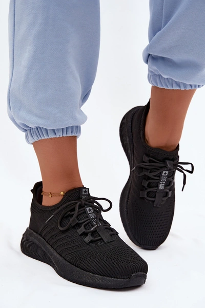 Lekkie Wsuwane Buty Sportowe Damskie Materiałowe Big Star UU274057 Czarne
